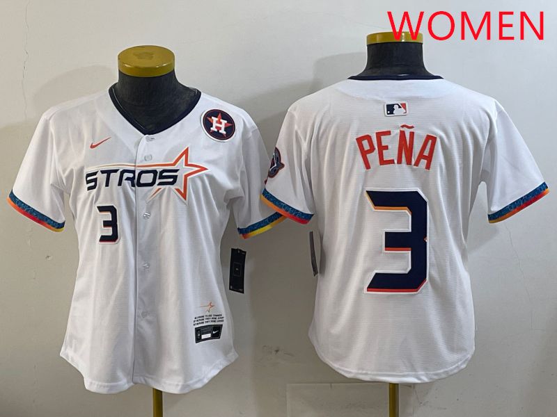 Women Houston Astros 3 Pena White Fourth generation Joint Name 2025 Nike MLB Jersey style 6